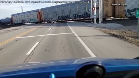 The derailment of a train in Springfield, Ohio was captured on dash cam footage.