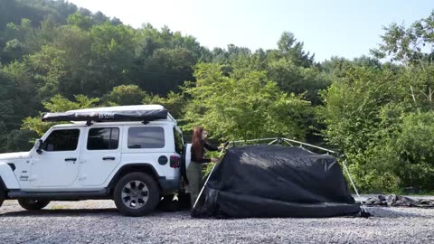 Best tent ⭐ perfect car connected tent camping alone at the top of the mountain