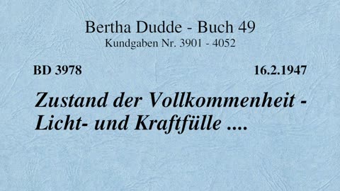 BD 3978 - ZUSTAND DER VOLLKOMMENHEIT - LICHT- UND KRAFTFÜLLE ....