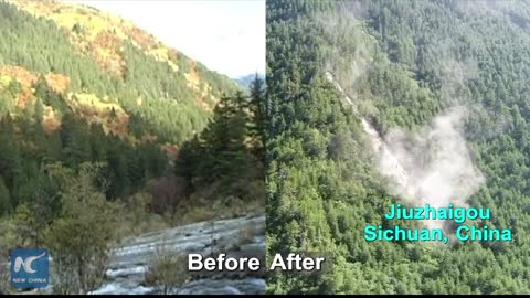 Force of nature_ Jiuzhaigou scenic spot before and after 7.0-magnitude earthquake