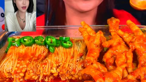 SPICY MEATBALL CHICKEN FEET ENOKI MASSIVE #eating #food #cooking #reels #trend #fyp #asmr (3)