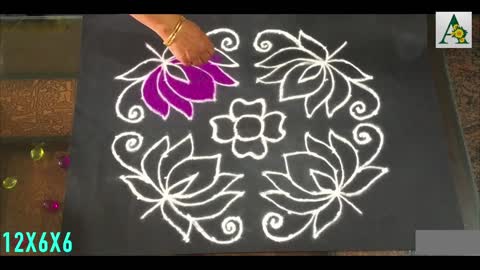 Varalakshmi Pooja Special Lotus Rangoli Designs/Latest Friday Rangoli Designs/Sravana masam