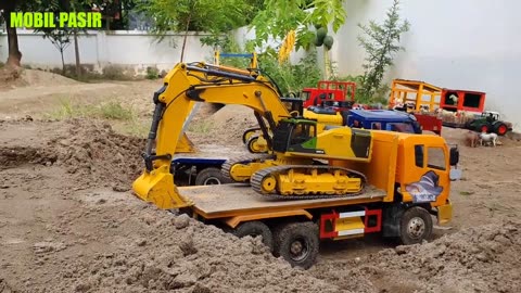 Sand Excavator, Overturned Dump Truck, Rescue Car, Container Truck, Dump Truck, Excavator