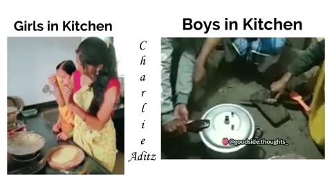 girls in kitchen vs boys in kitchen #viralmemes #girlvsboy