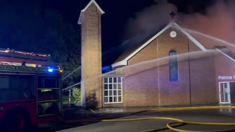 BREAKING NEWS A huge fire broke out in the Greenisland church in Ireland