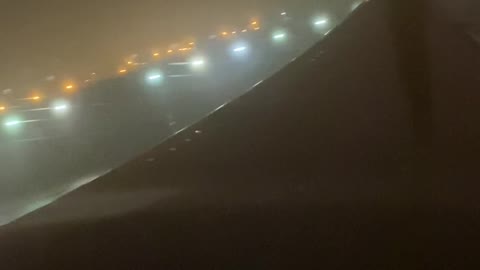 Foggy take off from Delta hub