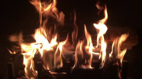 Fire Place Fireplace Yule Log Burning Wood 30 min minutes Video (04-01-2020)