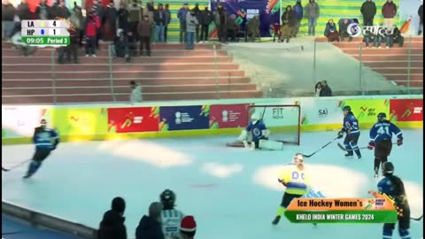 Ladakh Women versus Himachal Pradesh Women Ice Hockey match KIWG 2024 at Leh, Ladakh.