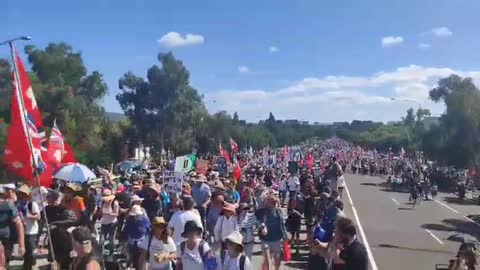 Canberra, Australia massive protests to support freedom convoy (Feb. 11, 2022)