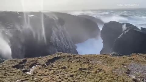 Storm Franklin blows waterfall UPWARDS- NEWS OF WORLD