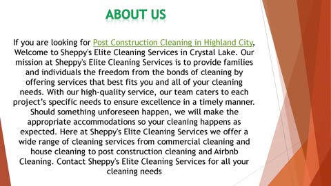 If you are looking for Post Construction Cleaning in Highland City