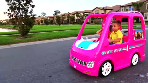 Diana and Barbie car .Comping adventure