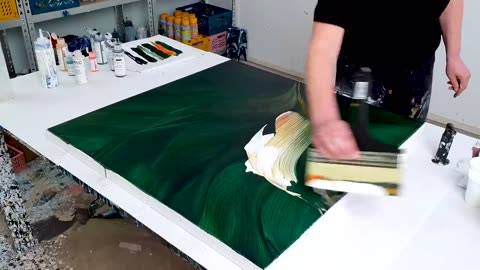 NEW Huge Brush!! / Easy Abstract Acrylic Painting - Birds of Paradise