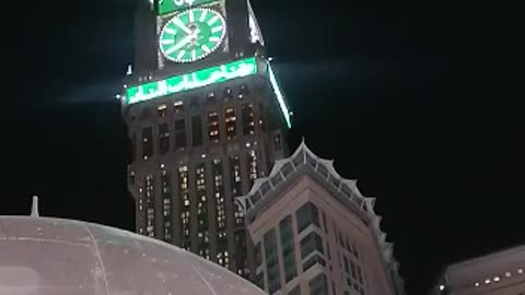 The call to prayer from the roof of the Grand Mosque in Mecca الأذان من سطح الحرم المكي