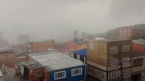 Massive winds tear the roofs off multiple houses and school in the Usme region of Bogota, Colombia