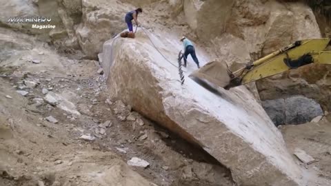 Amazing Fastest Stone Splitting Technique - Incredible Modern Marble Mining Heavy Equipment Machines