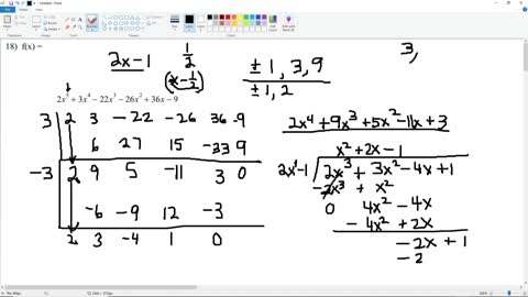 Woksheet #18 Polynomial Division and Zeroes