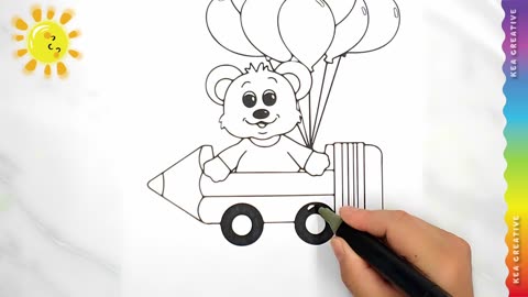 Bear with Colorful Balloons - Bear with colorful balloons - @KeaCreative2