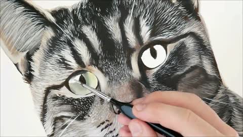 How to Paint a Realistic Cat Tutorial / Oil Painting for BEGINNERS FUN