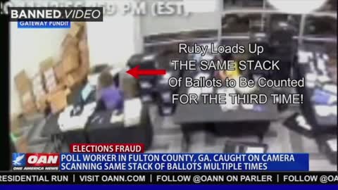 CAUGHT: Surveillance Footage Shows Georgia Poll Worker Scanning The Same Batch