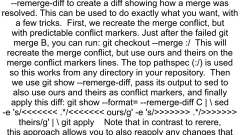 How can I teach gitrerere about the resolutions in an existing merge commit with the least manual i