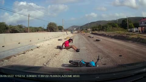 Tire traffic barrier on the road