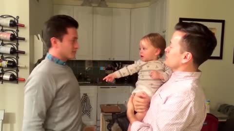 funny babies confused by twins parents