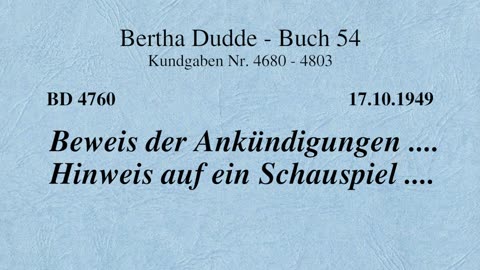 BD 4760 - BEWEIS DER ANKÜNDIGUNGEN .... HINWEIS AUF EIN SCHAUSPIEL ....