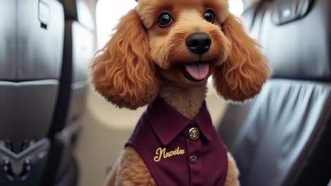 Maltese Dog as flight attendant