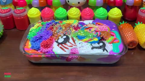 SATISFYING WITH CLAY PIPING BAG & FOAM SLIME and GLITTER_Mixing Random Things Into GLOSSY Slime