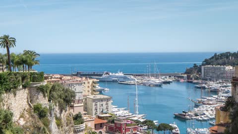 Tourist port with luxury yachts