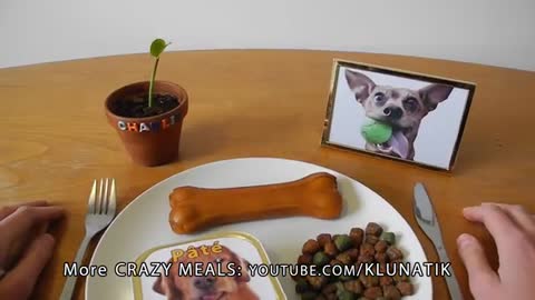 Eating DOG FOOD!!! Kluna Tik Dinner #40 - ASMR eating sounds no talk