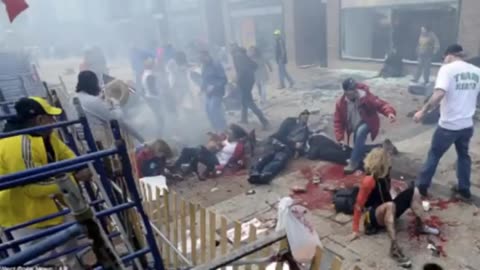 EXPOSED — BOSTON BOMB AMPUTEE KAREN RAND SEEN WIPING FAKE BLOOD ON LEG AFTER BLAST