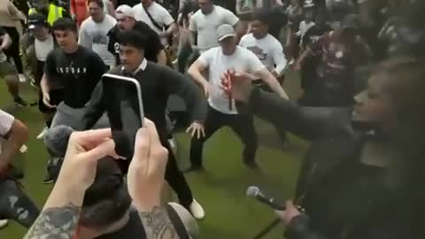 Haka for freedom in Wellington, New Zealand.