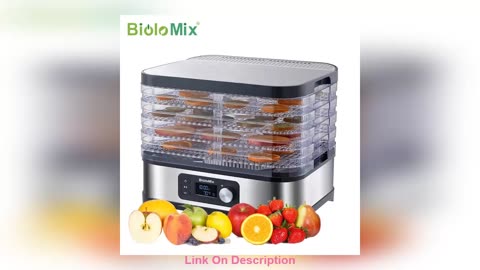 Top BioloMix BPA FREE 5 Trays Food Dryer Dehydrator with Di