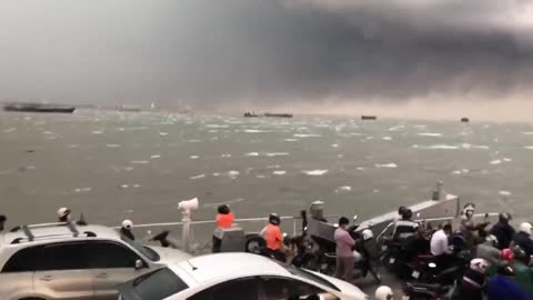 A Ferry Full of People Stuck in a Thunderstorm