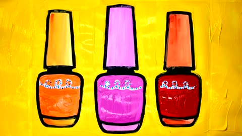 Coloring Nail Polish Painting Pages for Girls, Learn to Color with Painting.