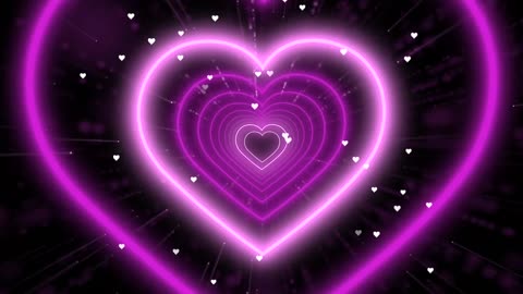 845. Animated Video💜Purple Heart Background Love Heart Tunnel