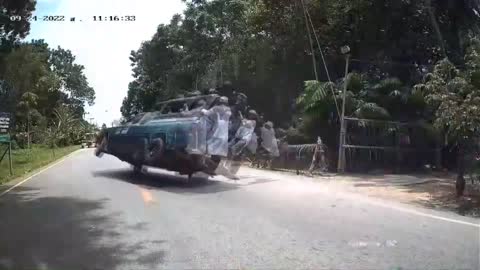 Student pickup truck overturned at a checkpoint