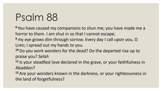 Psalm 88 Daily Devotion