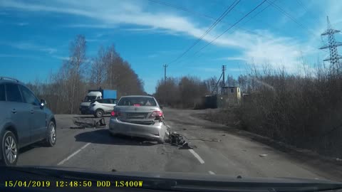 Utility Truck Tips Trying to Avoid Collision