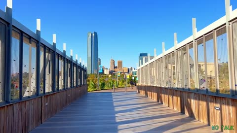 Walking Through Oklahoma City's Sky dance Bridge & Scissortail Park USA 4K - UHD