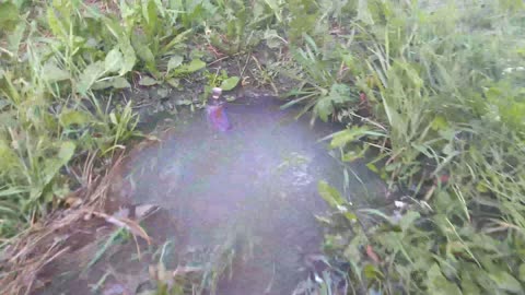 Somebody teed off the sprinkler head resulting in a river - Watch the water flow