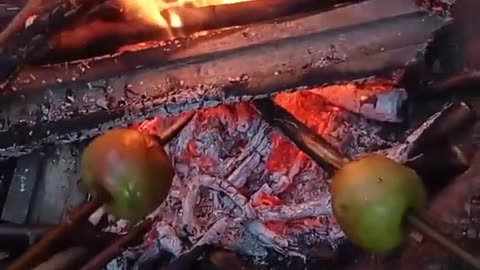 Baked apples at the campfire