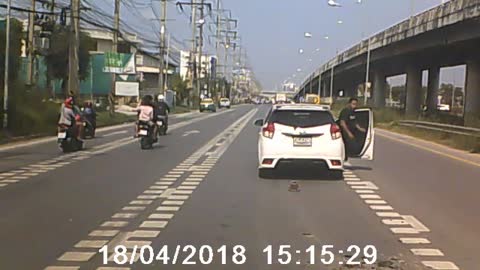 Flying Cement Lid Nearly Crashes into Cars