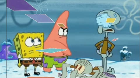 Squidward Is Playing With Tiles While Patrick Is Throwing Snowballs At Squidward ❄️