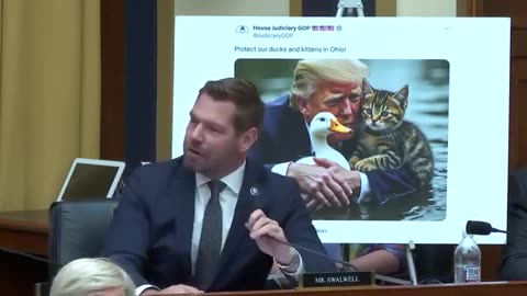 Eric Swalwell Has a Complete Meltdown on the House Floor Over Trump Cat Memes