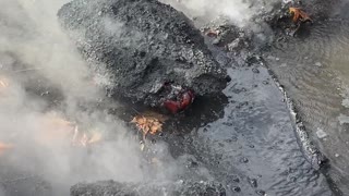 Aftermath of downed powerlines