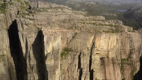 aerial footageknown of preachers pulpit in norway