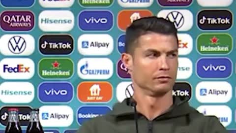 Cristiano Ronaldo was annoyed to see two Coca Cola bottles